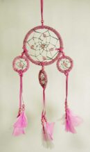 Dream Catcher Beaded 4 Circles Pink 8cm