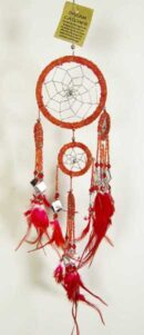 Dream Catcher Beaded Red 9cm 5006