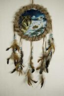 Dream Catcher Turquoise Wolves In Snow 25cm