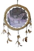 Dream Catcher Two Wolves One Howling 50cm