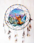 Dream Catcher Indian Lady With Wolves 66cm