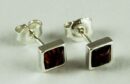 Earring Amber Stud Square Cognac