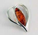 Pendant Silver Amber Heart
