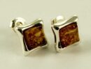 Silver Earring Amber Stud