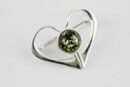 Brooch Amber Heart Green