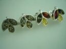 Earring Amber 3 Leaf Stud