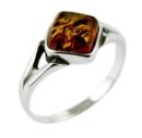Silver Ring Amber Square