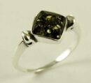 Silver Ring Amber Square