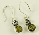 Silver Earring Amber Stone