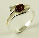 Silver Ring Amber Oval