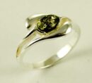 Silver Ring Amber Oval