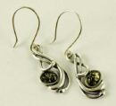 Silver Earring Amber Stone