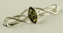 Silver Brooch Amber Oval