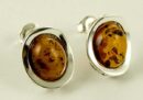 Silver Earring Amber Stud