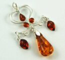 Pendant Amber Pear Drop Shape Hanging Large