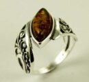 Silver Ring Amber Stone