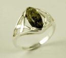 Silver Ring Amber Oval