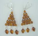 Earring Amber Tri 3 Tear Drop