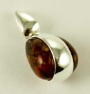 Silver Pendant Amber Oval