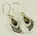 Silver Earring Amber Stone