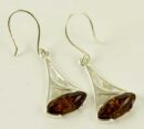 Silver Earring Amber Stone