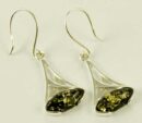 Silver Earring Amber Stone