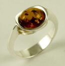 Silver Ring Amber Oval