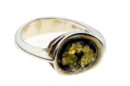 Silver Ring Amber Oval