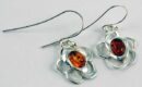Earring Silver Amber Flower
