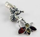 Pendant Silver Amber Fairy