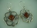 Earring Amber Square Stone Centre