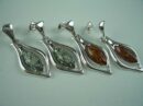 Earring Amber Pear Drop Rim