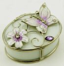 Jewellery Box Oval White Glass