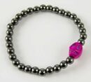 Bracelet Hematite Skull Pink