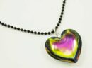 Necklace Glass Heart Rainbow