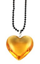 Necklace Heart Yellow Glass