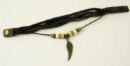 Bracelet Leather Style Black With Bead And Wing Charm