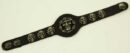 Bracelet Leather Black With Skulls
