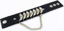 Leather Bracelet Black With Chain And Seven Guns