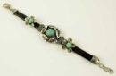 Bracelet Leather Turquoise Flower Leaves
