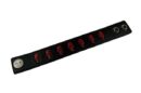 Leather Bracelet Black With 7 Red Skulls