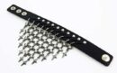 Leather Bracelet Black With Clear Cz Hanging Detail