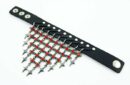 Leather Bracelet Black With Red Cz Hanging Detail