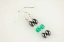 Earring Hematite Green Glass 5pcs
