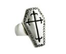 Ring Pewter Coffin Shape Cross