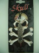 Pendant Pewter Skull And Flames