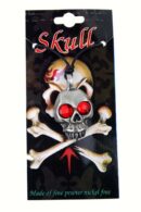 Pendant Pewter Skull Red Eyes
