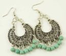 Earring Pewter Turquoise Large Loop Shape