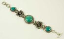 Bracelet Pewter Turquoise Flowers