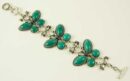 Bracelet Pewter Turquoise Butterflies